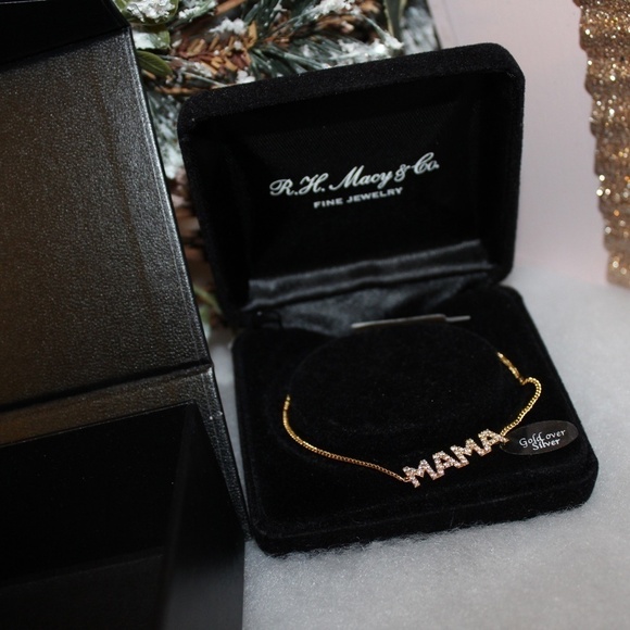 R.H. Macy & Co Fine Jewelry MAMA Bracelet Gold over Silver 14K Gold Plated - Picture 2 of 5